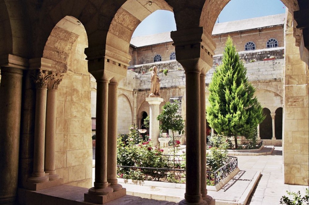 The courtyard outside the Basilica of the Nativity and the Church of St Catherine